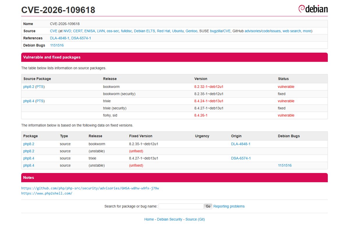 Install PHP 8.2 and 8.4 security updates on Debian 12 and 13