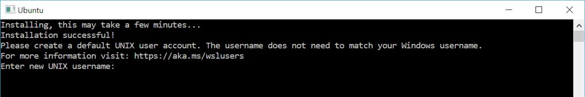 Install Windows Subsystem for Linux: Ubuntu first launch asking for a UNIX username