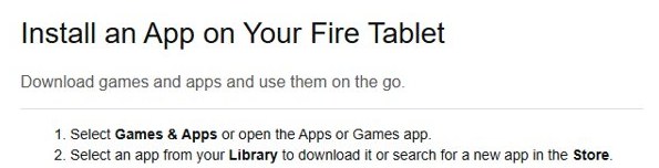 Install apps on Amazon Fire tablet from Games & Apps and your Library