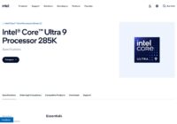 Intel Core Ultra 9 285K official specifications page with Compare button