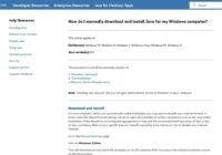 Java.com help page for manually downloading and installing Java on Windows