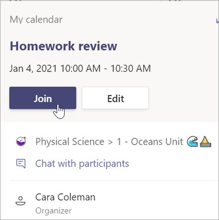 Join a Microsoft Teams meeting from the Teams calendar event details