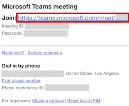 Join a Microsoft Teams meeting from the invite email meeting link