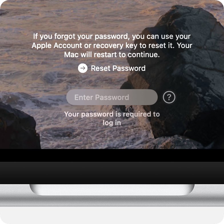 Locked out of Mac login window showing the Reset Password option