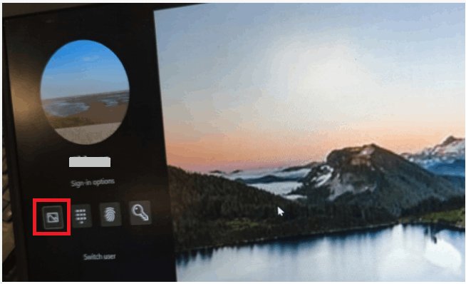 Log in using picture password in Windows 11 from the sign-in options icons