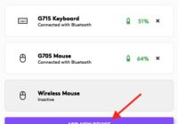 Logi Bolt app listing paired devices with an inactive wireless mouse
