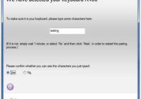 Logitech Unifying Software confirming a detected K400 keyboard with a typing test box