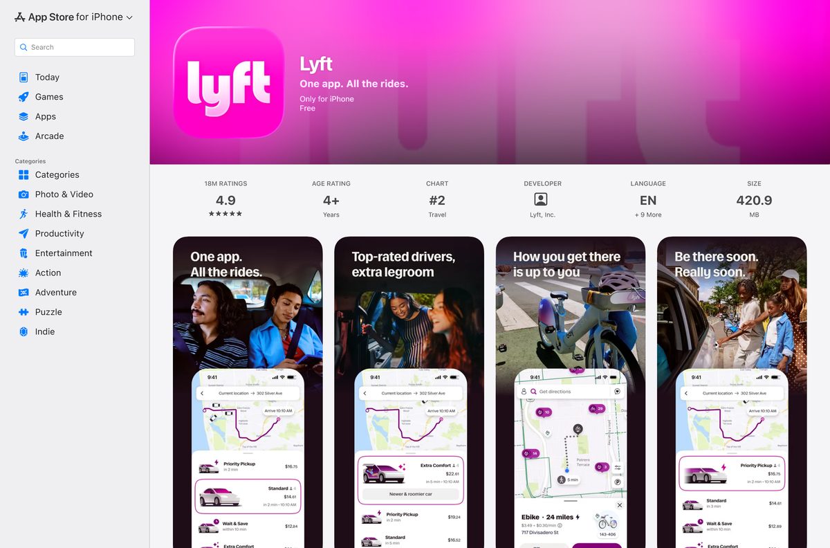 App Store listing for Lyft showing it is only for iPhone
