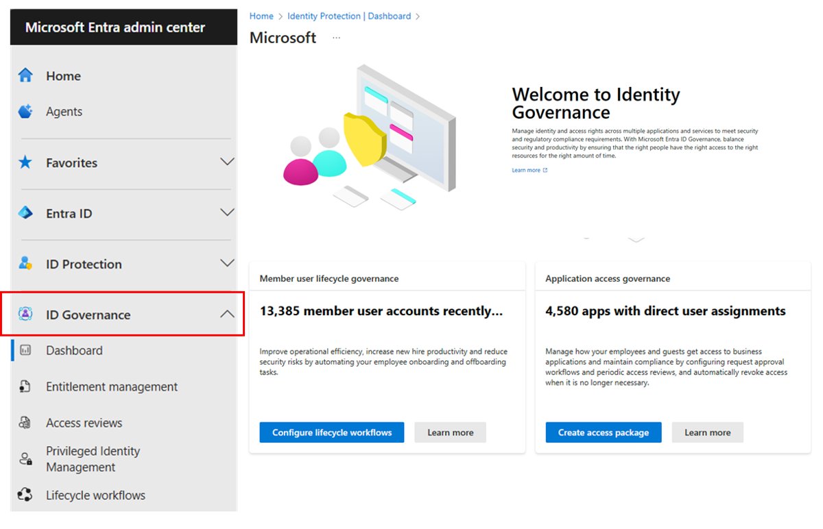 Manage Microsoft Entra ID Governance from the admin center menu