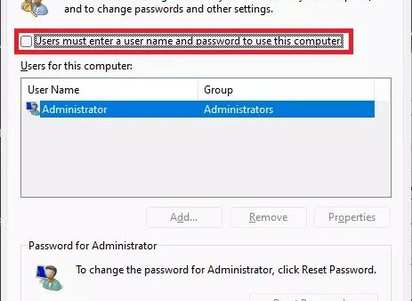Managing user accounts with Control Userpasswords2 in Windows 11