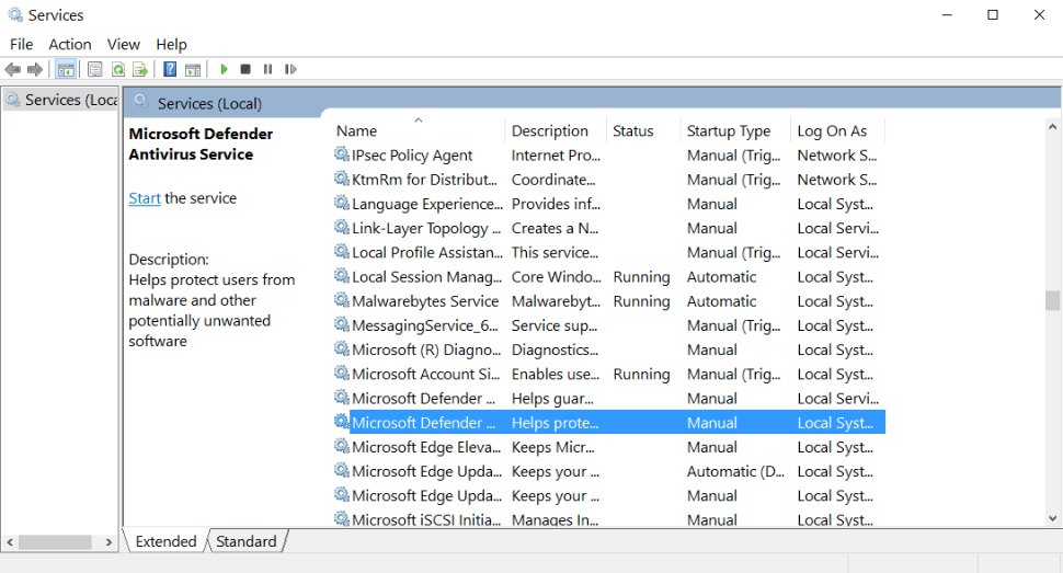 Microsoft Defender Antivirus Service / WinDefend
