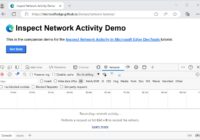Microsoft Edge with DevTools Network tool open below a demo page