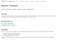 Microsoft Evaluation Center Windows 11 Enterprise page with ISO download links