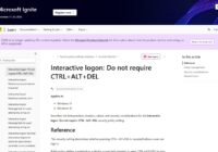 Microsoft Learn page for the Interactive logon: Do not require CTRL+ALT+DEL policy