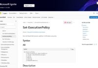 Microsoft Learn reference page for the Set-ExecutionPolicy cmdlet with its syntax