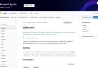Microsoft Learn reference page for the takeown command and its syntax