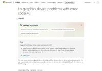 Microsoft Support article on fixing graphics device problems with error code 43