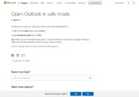 Microsoft Support page for opening Outlook in safe mode with the Run command