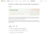 Microsoft Support page for protecting a Word document with a password