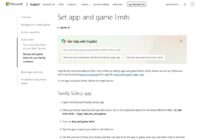 Microsoft family account app and game limits steps in Family Safety