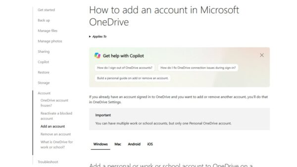How to add another OneDrive account [use multiple accounts]
