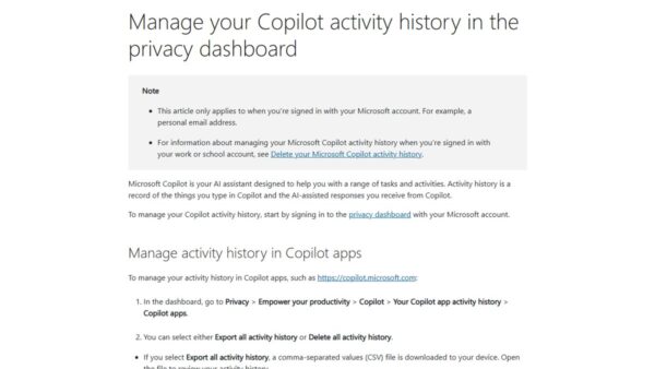 How to view, download or delete your Microsoft Copilot prompt history