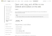 Microsoft support page on opening .eml, .msg and .oft files by drag and drop