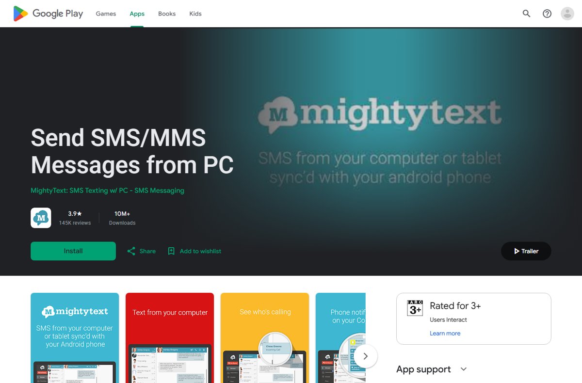MightyText app for iPhone missing: Google Play listing for Android only