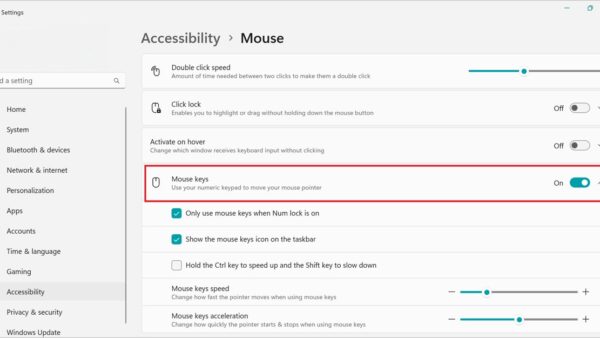 Mouse Keys: click or right-click with the keyboard in Windows
