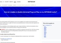 NETGEAR support article on enabling or disabling Universal Plug and Play