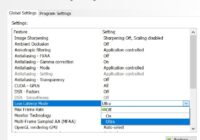 NVIDIA Control Panel Manage 3D settings Global Settings feature list with a drop-down open