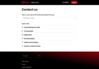 Netflix Help Center Contact us page with issue box and quick links