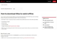 Netflix Help Center page on downloading titles to watch offline