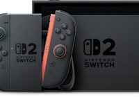 Nintendo Switch 2 dock beside Joy-Con 2 controllers in the grip