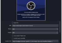 OBS Browser source properties with URL, Width and Height fields