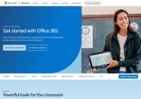 Office 365 Education page with a Get started for students button