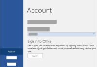 Office app Account page with the Sign in to Office button