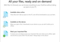 OneDrive Files On-Demand setup screen showing cloud and green check icons