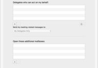 Outlook for Mac account dialog on the Delegates tab with additional mailboxes list
