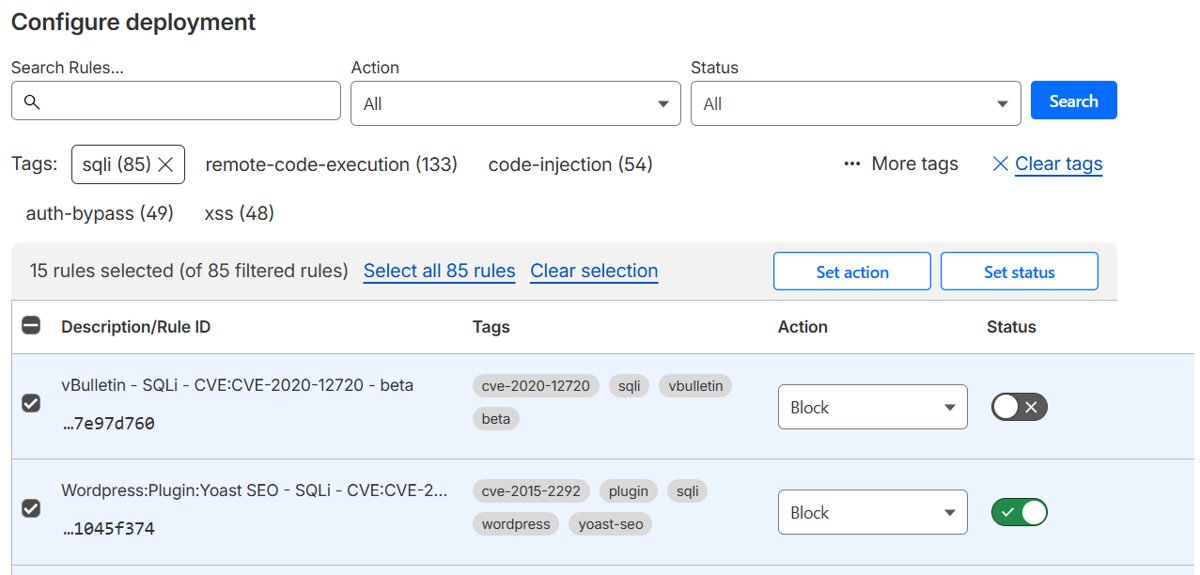 Override a Cloudflare PHP2Shell WAF rule with the Action and Status controls