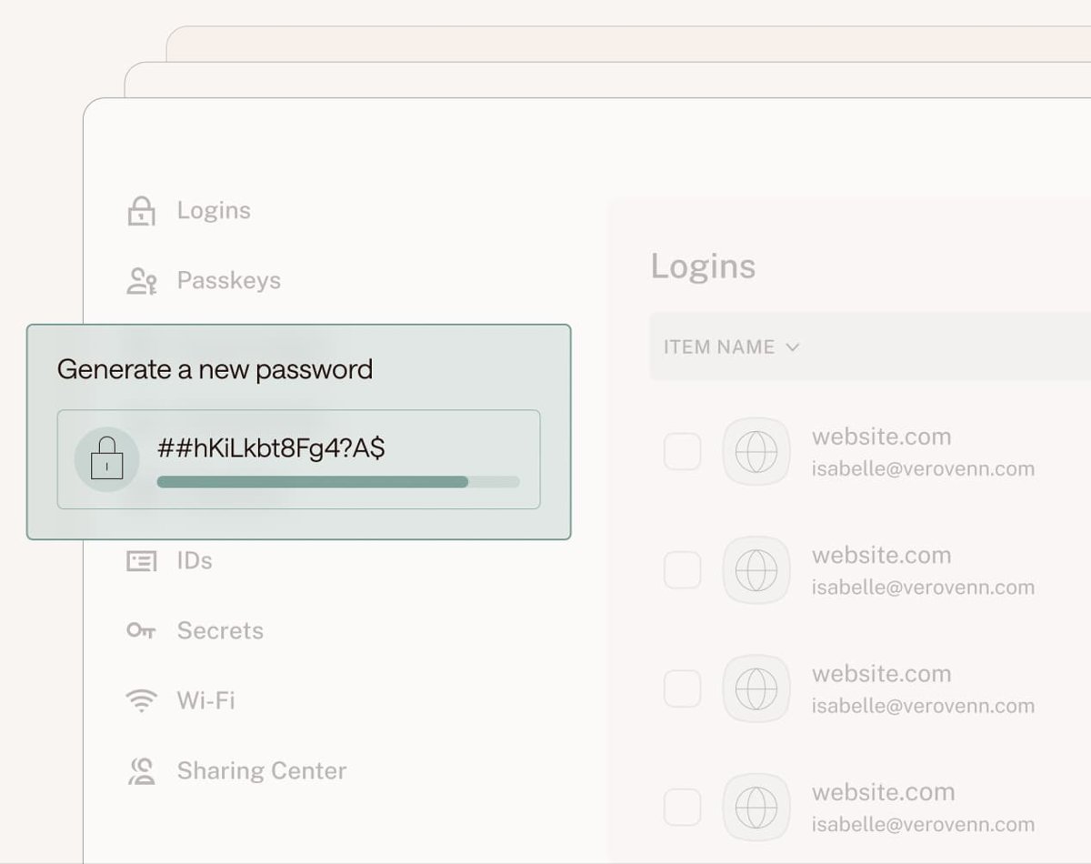 Password manager generating a new strong password with a strength bar