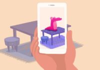 Phone camera view placing a virtual character on a detected table surface