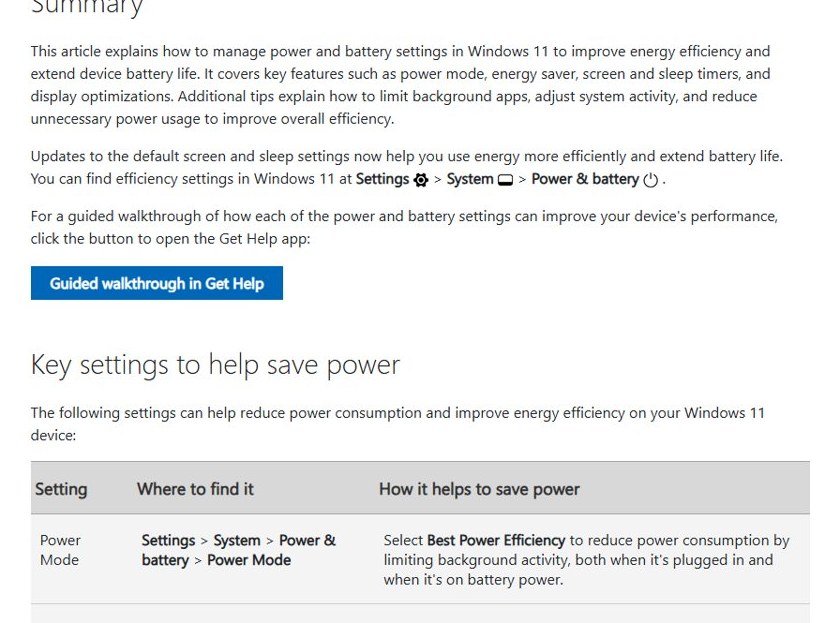 Power management settings path Settings > System > Power & battery in Windows 11