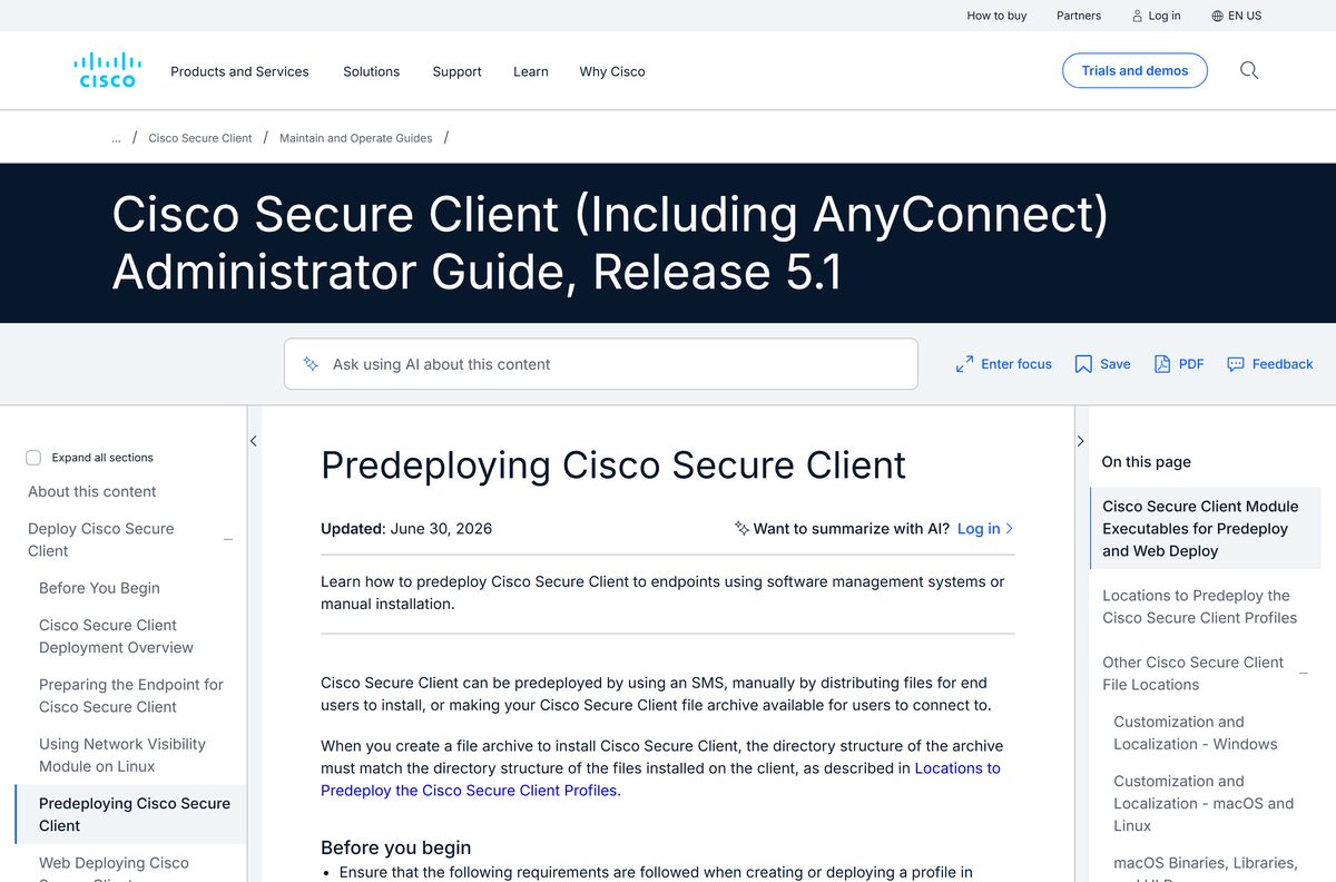 Predeployment guide showing the macOS install and uninstall steps