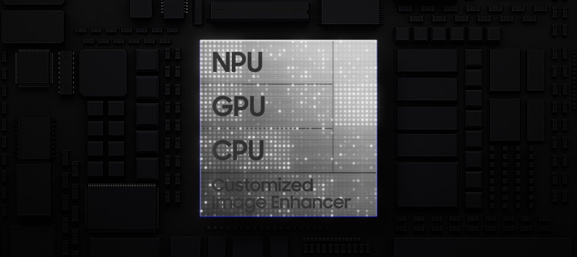 Processor diagram labelled NPU, GPU, CPU and Customized Image Enhancer
