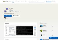 Microsoft Store listing for PuTTY with its publisher and price