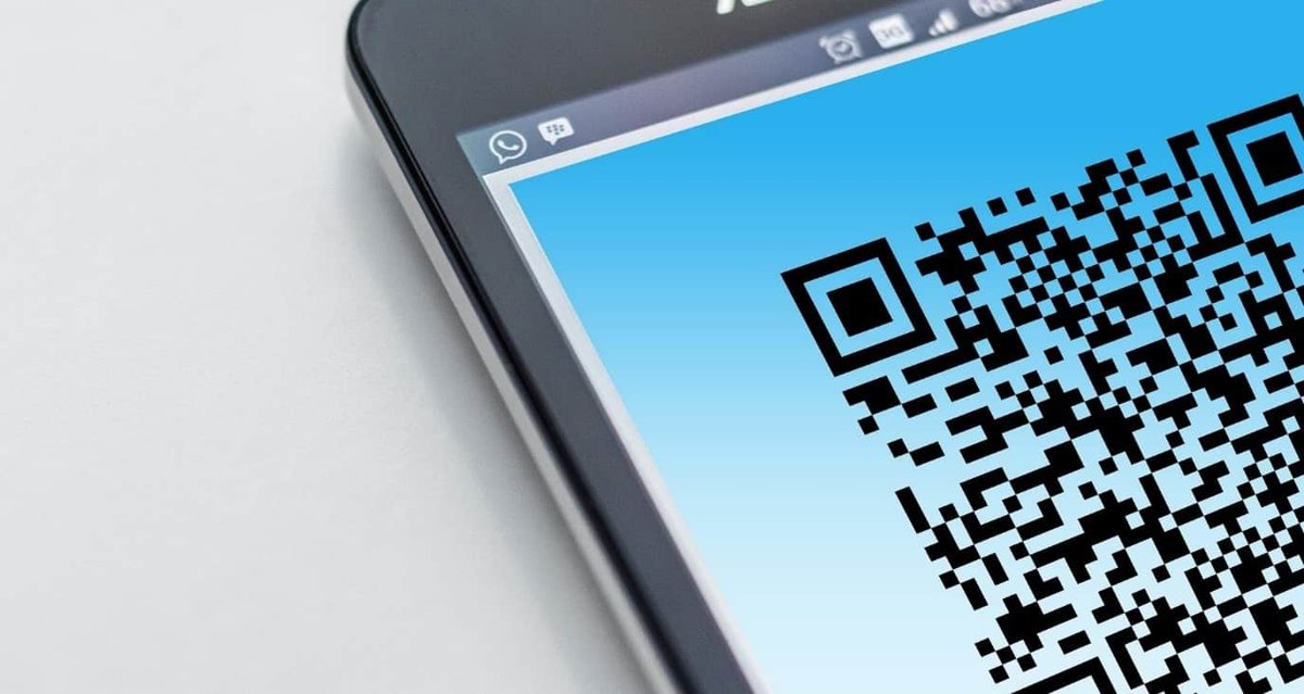 QR code displayed on a smartphone screen in close-up
