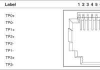 RJ-45 port pinout with eight pins grouped into four twisted pairs
