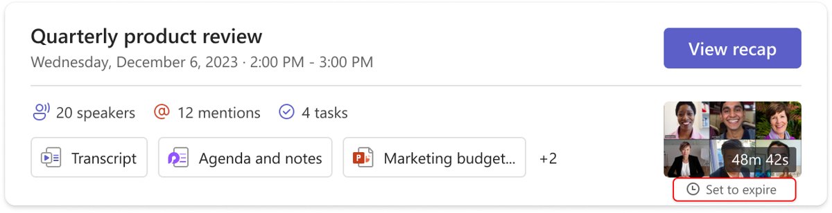 Record a meeting in Teams and open the recording from the View recap card
