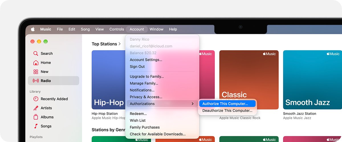 Redownload purchased music on Mac after choosing Authorize This Computer in Music